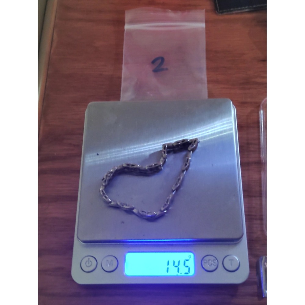 925 Sterling Silver XO Hugs and Kisses Link Bracelet 7.25" 14.5g Silver